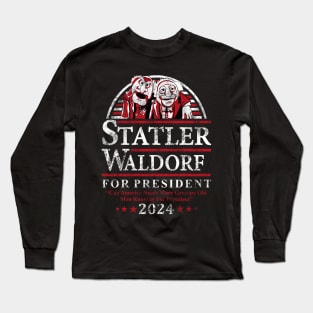 Muppets Statler Waldorf - for President Grunge Long Sleeve T-Shirt